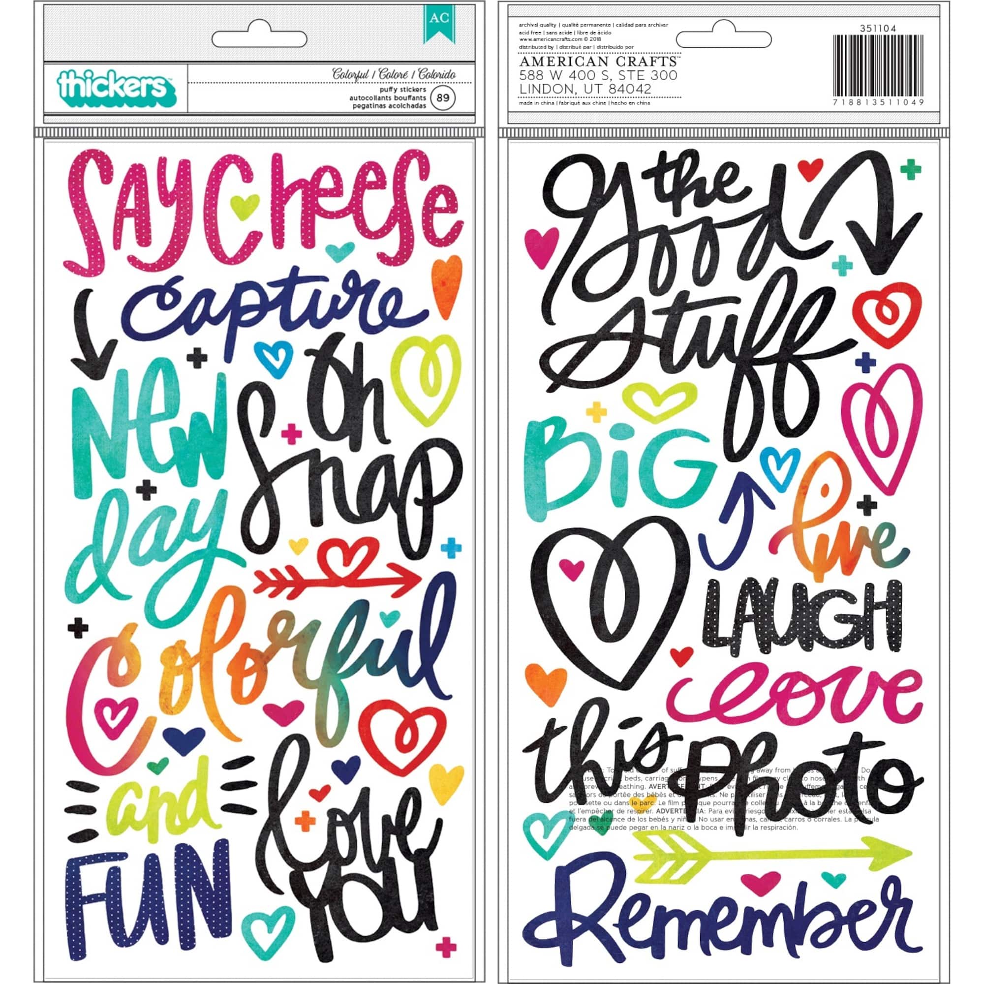 Vicki Boutin Color Kaleidoscope Thickers™ Colorful Phrases Puffy Stickers
